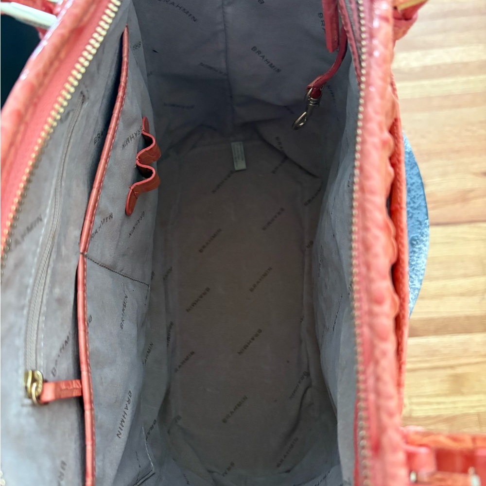 Brahmin Creamsicle Embossed Leather Tote - Picture 6 of 10